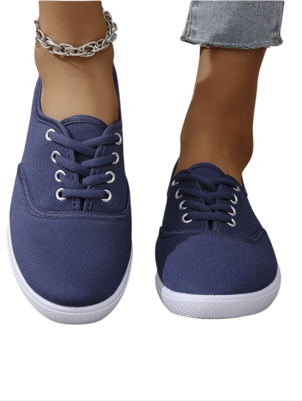 Goodfellow & Co Navy Canvas Lace-Up Men's Sneakers with White Sole